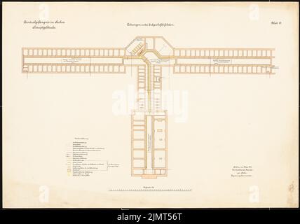 Unbekannter Architekt, Zentralgefängnis, Mühlenweg, Stuhm. Hauptgebäude (1917): Linien unter dem Erdgeschoss 1: 150. Tuschefarben, wasserfarben, mittels Lithographie auf Karton, 71,1 x 101,3 cm (inklusive Scankanten) N.N. : Zentralgefängnis, Mühlenweg, Stuhm. Hauptgebäude Stockfoto