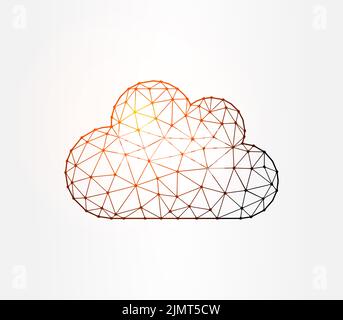Wolkenarme Poly-Illustration auf weißem Hintergrund Stockfoto
