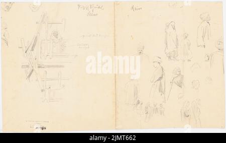 Diebitsch Carl von (1819-1869), Marktplatz (ohne Datum): Skizze. Bleistift auf Karton, 29,7 x 50,6 cm (inklusive Scankanten) Diebitsch Carl von (1819-1869): Marktplatz, Kairo Stockfoto