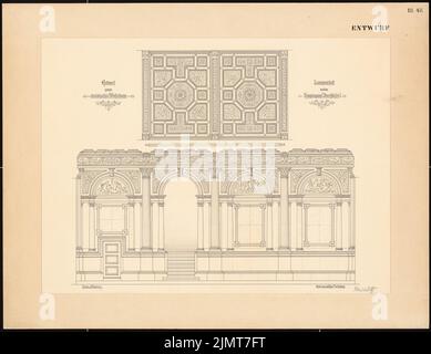 Wollenhaupt Kuno (geb. 1854), urbanes Wohngebäude (1879): Längsschnitt durch den Haupteingang, rund. Tinte auf Karton, 60,5 x 78,4 cm (inklusive Scankanten) Wollenhaupt Kuno (geb. 1854): Städtisches Wohnhaus Stockfoto