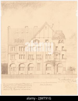 Wolkenstein San Micheli (1873-1910), Wohn- und Geschäftshaus Bank, Berlin-Südende (12,1909): Blick von der Langestraße ab 1: 100, Lichtpause von Inv.Nr. 42933. Bruch auf Papier, 42,9 x 35 cm (inklusive Scankanten) Wolkenstein San Micheli (1873-1910): Wohn- und Geschäftshaus Bank, Berlin-Südende Stockfoto