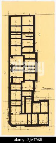 Messel Alfred (1853-1909), Arbeiterheime in Berlin-Prenzlauer Berg (1899): Gründungsplan. Tusche auf Transparent, 60,1 x 24,7 cm (inklusive Scankanten) Messel Alfred (1853-1909): Arbeiterwohnhäuser, Berlin-Prenzlauer Berg Stockfoto