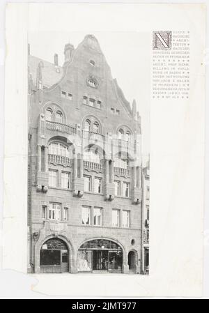 Billing Hermann, Haus der Gebrüder Beckh, Pforzheim (ca. 1903): Vorderansicht. Druck auf Papier, 33,1 x 23,1 cm (inklusive Scankanten) Abrechnung Hermann (1867-1946): Haus der Brauerei Gebrüder Beckh, Pforzheim Stockfoto