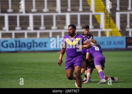 Newcastle upon Tyne, England, 7. August 2022. Ukuma Ta'ai spielt für Newcastle Thunder gegen London Broncos in der Betfred Championship im Kingston Park. Quelle: Colin Edwards Stockfoto