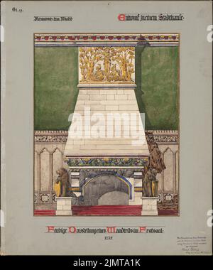 Poelzig Hans (1869-1936), Stadthaus. Schinkel-Wettbewerb 1898 (1898): Feuerwand im Ballsaal. Ansicht 1:25. Tusche Aquarell auf der Schachtel, 59,8 x 49,9 cm (inklusive Scan-Kanten) Poelzig Hans (1869-1936): Stadthaus. Schinkelwettbewerb 1898 Stockfoto