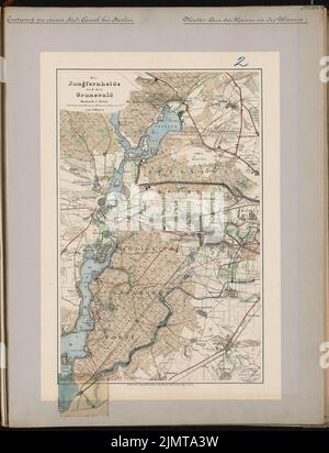 Havestadt Christian (1852-1908), Südkanal für Berlin. Schinkel Wettbewerb 1878 (1878): Grunewald Karte und Umgebung 1: 40000. Aquarell auf Papier, mit Tinte ergänzt, 66 x 50,6 cm (inklusive Scankanten) Havestadt Christian (1852-1908): Südkanal für Berlin. Schinkelwettbewerb 1878 Stockfoto