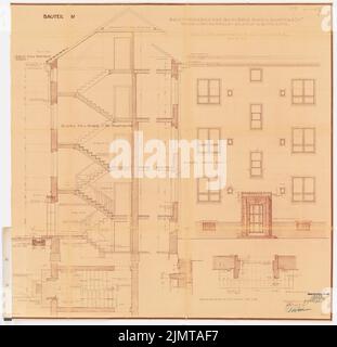 Hoffmann Franz, Siedlung Attilahöhe, Berlin-Tempelhof (1936): Alboinstraße 25: Details Treppe 1:20. Leichter Bruch auf Papier, 102,8 x 106,5 cm (inklusive Scan-Kanten) Hoffmann Franz (1884-1951): Siedlung Attilahöhe, Berlin-Tempelhof Stockfoto