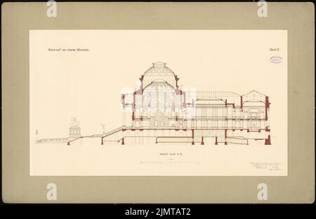 Wittig Paul (1853-1943), Museum (06,1886): Querschnitt. Tusche Aquarell auf der Schachtel, 73,3 x 113,6 cm (inklusive Scan-Kanten) Wittig Paul (1853-1943): Museum Stockfoto