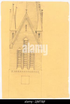 Baltzer Johannes (1862-1940), Kirche mit Turm (ohne Dat.): (Teil) aufragend. Bleistift auf Transparent, 26,4 x 18,8 cm (inklusive Scankanten) Baltzer Johannes (1862-1940): Kirche mit Turm Stockfoto