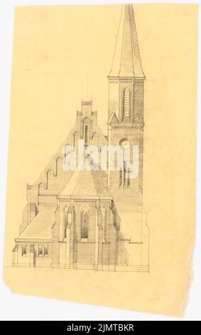 Baltzer Johannes (1862-1940), Kirche (ohne Dat.): Obere Chorseite. Bleistift auf Transparent, 47,4 x 29,8 cm (inklusive Scankanten) Baltzer Johannes (1862-1940): Kirche Stockfoto