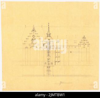 Baltzer Johannes (1862-1940), repräsentatives Gebäude (ohne Datum): Obere Fassade. Bleistift auf Transparent, 23,3 x 25,4 cm (inklusive Scankanten) Baltzer Johannes (1862-1940): Repräsentatives Gebäude Stockfoto