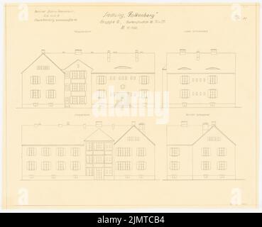 Straff Bruno (1880-1938), Gartenstadt Falkenberg in Berlin-Altglienicke (1913-1913): Gruppe 6: Ansicht. Bleistift auf Transparent, 46,1 x 56,7 cm (inklusive Scankanten) Taut Bruno (1880-1938): Gartenstadt Falkenberg, Berlin-Altglienicke Stockfoto