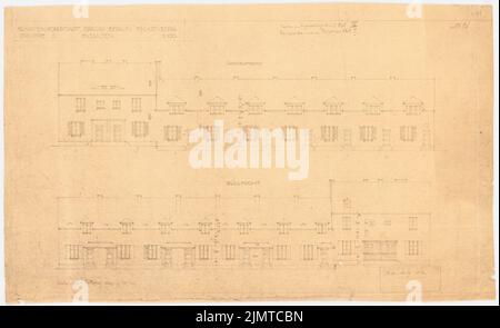 Straff Bruno (1880-1938), Gartenstadt Falkenberg in Berlin-Altglienicke (1914): Gruppe 11: Ansicht. Leichter Bruch auf Karton, 37,8 x 61,7 cm (inklusive Scankanten) Taut Bruno (1880-1938): Gartenstadt Falkenberg, Berlin-Altglienicke Stockfoto