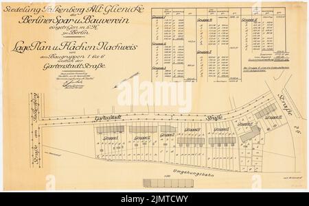 Straff Bruno (1880-1938), Gartenstadt Falkenberg in Berlin-Altglienicke (1920): Lageplan Gartenstadtstraße 1: 500. Tusche auf Transparent, 55,6 x 89 cm (inklusive Scankanten) Taut Bruno (1880-1938): Gartenstadt Falkenberg, Berlin-Altglienicke Stockfoto