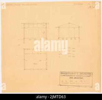 Straff Bruno (1880-1938), Gartenstadt Falkenberg in Berlin-Altglienicke (1914): Baubüro, Grundriss EG, Cuts. Lichtbruch auf der Schachtel, 21,5 x 23,5 cm (inklusive Scankanten) Taut Bruno (1880-1938): Gartenstadt Falkenberg, Berlin-Altglienicke Stockfoto