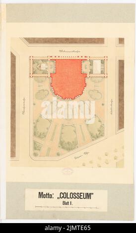 Krüger Theodor (1818-1885), Opernhaus am Lützowplatz in Berlin (1883): Abteilung 1: 500. Tusche und Bleistift auf der Schachtel Aquarell, 72,6 x 44,2 cm (inklusive Scankanten) Krüger Theodor (1818-1885): Opernhaus am Lützowplatz, Berlin. Schinkelwettbewerb 1883 Stockfoto