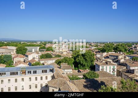 Hochwinkelansicht des alten Stadtbildes in Avignon, Frankreich Stockfoto