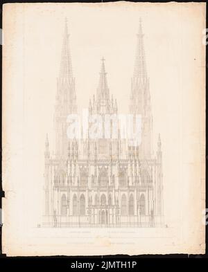 Stier Wilhelm (1799-1856), Votivkirche in Wien (1854): Rückansicht. Druck auf Karton, 63,3 x 51 cm (inklusive Scankanten) Stier Wilhelm (1799-1856): Votivkirche, Wien Stockfoto