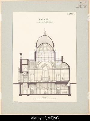 Thür Georg (1846-1924), Grabkapelle. Monatliches Gewinnspiel vom 1872. April (04,1872): Querschnitt; Skalenbalken. Tusche Aquarell auf Papier, 46,5 x 36,6 cm (inklusive Scankanten) Thür Georg (1846-1924): Grabkapelle. Monatskurrenz April 1872 Stockfoto