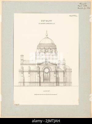 Thür Georg (1846-1924), Grabkapelle. Monatlicher Wettbewerb 1872. April (04,1872): Riss Seitenansicht; Skalenbalken. Tinte auf Papier, 47 x 36,4 cm (inklusive Scankanten) Thür Georg (1846-1924): Grabkapelle. Monatskurrenz April 1872 Stockfoto