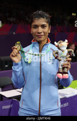 Birmingham, Großbritannien. 7. August 2022. Common Wealth Games 2022: .NIKHAT (IND) gewann Gold gegen Northern Island (Bild: © Seshadri Sukumar/ZUMA Press Wire) Stockfoto