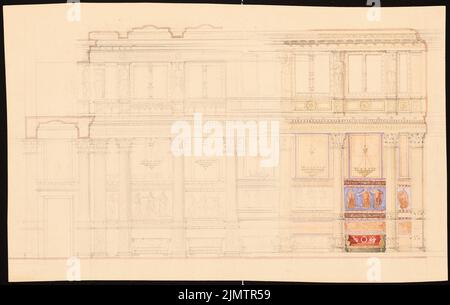 Strack Johann Heinrich (1805-1880), Halle (ohne Datum): Längsschnitt. Bleistift-Aquarell auf der Schachtel, 17,1 x 27,1 cm (inklusive Scankanten) Strack Johann Heinrich (1805-1880): Saal Stockfoto