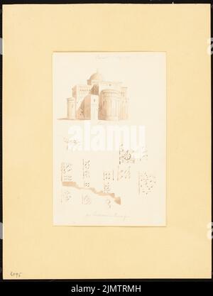 Stüler August (1800-1865), Kathedrale in Parma. Palazzo Publico, Piacenza (05.05.1830): Perspektivische Ansicht, Details. Bleistift Aquarell auf Papier, 29,7 x 22,4 cm (inklusive Scankanten) Stüler Friedrich August (1800-1865): Dom, Parma. Palazzo Publico, Piacenza Stockfoto