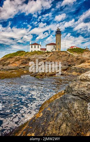 Beavertail Lighthouse Conacicut Island Jamestown, Rhode Island Stockfoto