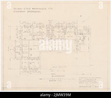 Schonert Erich, Neubau eines Wohnhauses für Staatsrat Gründgens im Bellevuepark in Berlin (31. Oktober 1938): Grundriss Keller Etage 1: 100. Bleistift über einem Bruch auf Papier, 44,1 x 53,4 cm (inklusive Scankanten) Schonert Erich (geb. 1881): Neubau eines Wohnhauses für Staatsrat Gründgens im Bellevuepark, Berlin Stockfoto