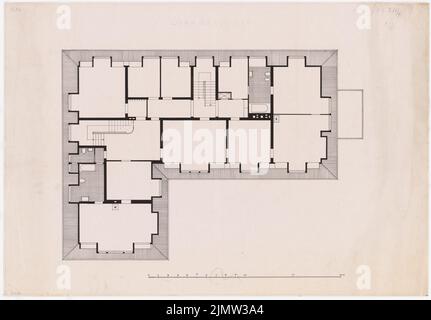 Schonert Erich, Neubau eines Wohngebäudes für den Staatsrat Gründgens im Bellevuepark in Berlin (1938-1942): Grundriß Obergeschoss. Tinte auf Transparent, 62 x 89 cm (inklusive Scankanten) Schonert Erich (geb. 1881): Neubau eines Wohnhauses für Staatsrat Gründgens im Bellevuepark, Berlin Stockfoto