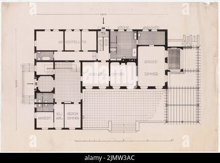 Schonert Erich, Neubau eines Wohngebäudes für den Staatsrat Gründgens im Bellevuepark in Berlin (1938-1942): Grundriß Erdgeschoss. Tinte auf Transparent, 62,8 x 90,5 cm (inklusive Scankanten) Schonert Erich (geb. 1881): Neubau eines Wohnhauses für Staatsrat Gründgens im Bellevuepark, Berlin Stockfoto