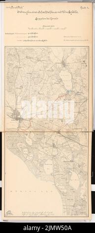 Wattenberg Ernst, Schleusenanlage bei Waren/Müritz. Schinkel-Wettbewerb 1900 (04.11.1901): Abteilung 1: 25000. Tintenüberdruck auf Karton, 117,1 x 50,1 cm (inklusive Scankanten) Wattenberg Ernst : Schleusenanlage, Waren/Müritz. Schinkelwettbewerb 1900 Stockfoto