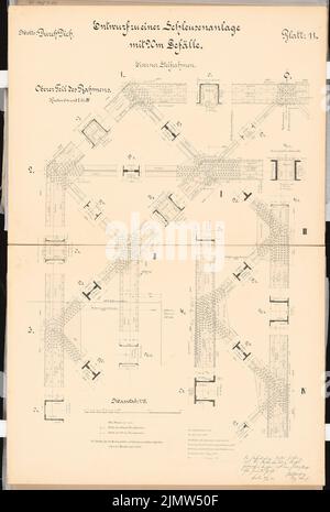 Wattenberg Ernst, Schleusenanlage bei Waren/Müritz. Schinkel-Wettbewerb 1900 (04.11.1901): Rahmenkonstruktion Details 1:15. Tinte auf Karton, 102,1 x 68,8 cm (inklusive Scankanten) Wattenberg Ernst : Schleusenanlage, Waren/Müritz. Schinkelwettbewerb 1900 Stockfoto