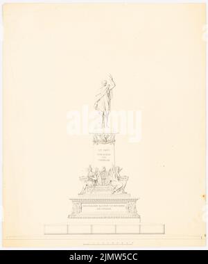 Langhans Carl Ferdinand (1782-1869), Statue von Rauch's blucher Statue in Breslau (1827): Vorderansicht. Tusche auf Papier, 50,3 x 41,9 cm (inklusive Scan-Kanten) Langhans Carl Ferdinand (1782-1869): Postament von Rauchs Blücherstatue, Breslau Stockfoto