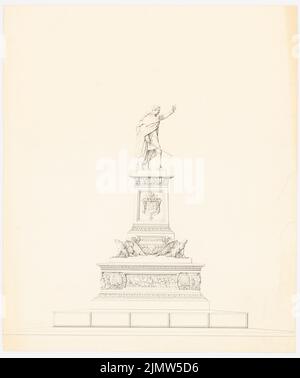 Langhans Carl Ferdinand (1782-1869), Postatment von Rauch's Blucher Statue in Breslau (1827): Seitenansicht. Tusche auf Papier, 48,4 x 40,5 cm (inklusive Scan-Kanten) Langhans Carl Ferdinand (1782-1869): Postament von Rauchs Blücherstatue, Breslau Stockfoto