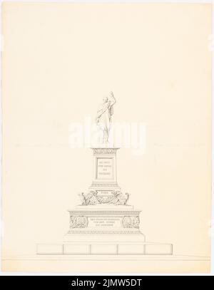 Langhans Carl Ferdinand (1782-1869), Statue von Rauch's blucher Statue in Breslau (1827): Vorderansicht. Tusche auf Papier, 52,2 x 40,5 cm (inklusive Scan-Kanten) Langhans Carl Ferdinand (1782-1869): Postament von Rauchs Blücher-Statue, Breslau Stockfoto