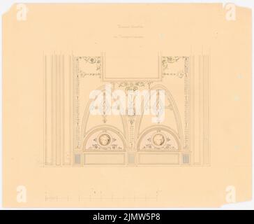 Jacobsthal Johann Eduard (1839-1902), Tonnengewölbe im Treppenhaus im Schloss Mgowo (ohne Datum): Detail. Bleistift-Aquarell auf der Schachtel, 26,8 x 32,5 cm (inklusive Scankanten) Jacobsthal Johann Eduard (1839-1902): Tonnengewölbe im Treppenhaus im Schloss Mgowo Stockfoto