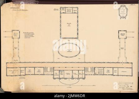 Herrmann Hans Paul, Bildungshaus. Schinkel Wettbewerb 1909 (03/12/1909): Lehrgebäude. Grundriß 1: 150. Tinte, farbiger Aquarell auf der Schachtel, 53,7 x 80 cm (inklusive Scankanten) Herrmann Hans Paul (geb. 1882): Erziehungsheim. Schinkelwettbewerb 1909 Stockfoto