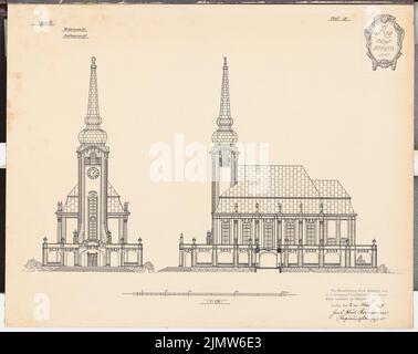 Herrmann Hans Paul, Bildungshaus. Schinkel Wettbewerb 1909 (03/12/1909): Kapelle. Ansichten 1: 150. Tusche Aquarell auf der Schachtel, 47,7 x 60 cm (inklusive Scankanten) Herrmann Hans Paul (geb. 1882): Erziehungsheim. Schinkelwettbewerb 1909 Stockfoto