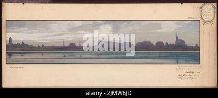 Herrmann Hans Paul, Bildungshaus. Schinkel Wettbewerb 1909 (03/12/1909): Gesamtsystem, Blick vom See. Bleistift-Aquarell auf der Schachtel, 30 x 74,3 cm (inklusive Scankanten) Herrmann Hans Paul (geb. 1882): Erziehungsheim. Schinkelwettbewerb 1909 Stockfoto