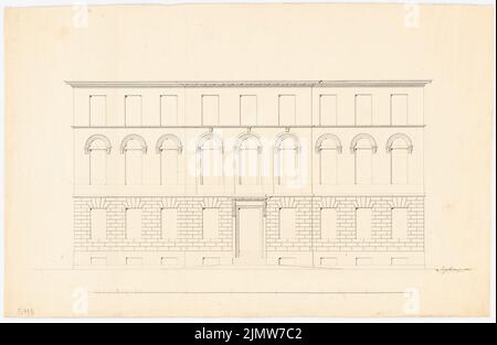 Langhans Carl Ferdinand (1782-1869), Fassade eines dreistöckigen Hauses (1805): Blick auf die Fassade. Tinte auf Papier, 38,2 x 58,6 cm (inklusive Scankanten) Langhans Carl Ferdinand (1782-1869): Fassade eines dreiböckigen Wohnhauses Stockfoto