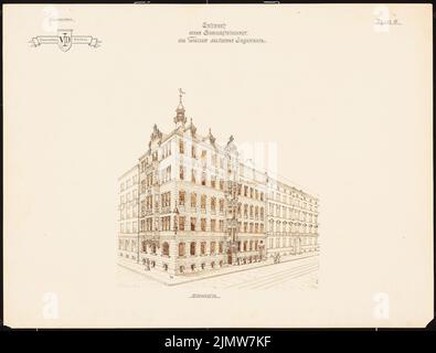 Unbekannter Architekt, Gewerbegebäude für den Verband Deutscher Ingenieure (1894-1894): Perspektivansicht. Tinte auf Karton, 49,1 x 64,7 cm (einschließlich Scankanten) N.N. : Geschäftshaus für den Verein Deutscher Ingenieure, Berlin Stockfoto