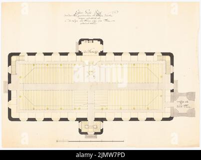 Naumann August Gotthilf (gest. 1805), St. Georgen-Kirche, Berlin (ohne Datum): Grundriss EG. Tusche Aquarell auf Papier, 41 x 55 cm (inklusive Scankanten) Naumann August Gotthilf (gest. 1805): St. Georgen-Kirche, Berlin Stockfoto