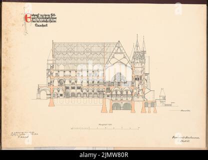 Ostendorf Friedrich (1871-1915), Fest- und Sozialzentrum der Deutschen Marine. Schinkel Wettbewerb 1899 (1899): Querschnitt W-O 1: 150. Tusche Aquarell auf der Schachtel, 45,6 x 63,2 cm (inklusive Scan-Kanten) Ostendorf Friedrich (1871-1915): Fest- und Gesellschaftshaus für die deutsche Marine. Schinkelwettbewerb 1899 Stockfoto