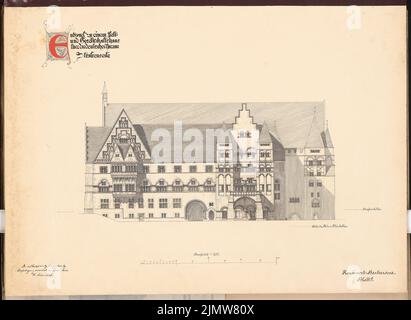 Ostendorf Friedrich (1871-1915), Fest- und Sozialzentrum der Deutschen Marine. Schinkel Wettbewerb 1899 (1899): Blick auf W (Straßenseite) 1: 150. Tinte auf Karton, 46,3 x 63,4 cm (inklusive Scankanten) Ostendorf Friedrich (1871-1915): Fest- und Gesellschaftshaus für die deutsche Marine. Schinkelwettbewerb 1899 Stockfoto