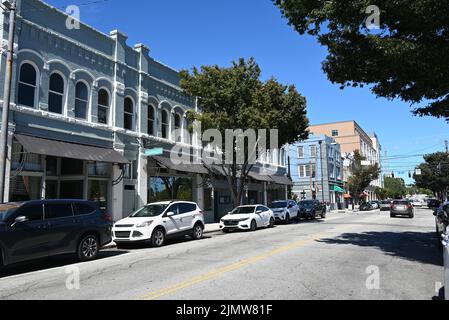 Gebäude an der Princess Street im historischen Stadtzentrum von Wilmington, North Carolina Stockfoto