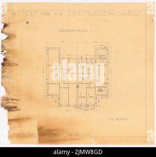 Punitzer Martin (1889-1949), Projekt eines Zweifamilienhauses (1928): Planinhalt N.N. entdeckt. Material/Technologie N.N. Aufgenommen, 38,3 x 40,7 cm (inklusive Scan-Kanten) Punitzer Martin (1889-1949): Projekt Zweifamilienhaus Stockfoto