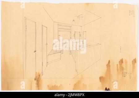Punitzer Martin (1889-1949), Interieur- und Möbeldesign (ohne Datum): Planinhalt N.N. erfasst. Material/Technologie N.N. Erfasst, 44,8 x 67,9 cm (inklusive Scankanten) Punitzer Martin (1889-1949): Innenraum- und Möbelentwurf Stockfoto