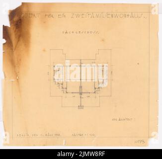 Punitzer Martin (1889-1949), Projekt eines Zweifamilienhauses (ohne Dat.): Planinhalt N.N. entdeckt. Material/Technologie N.N. Aufgenommen, 39,1 x 42,5 cm (inklusive Scan-Kanten) Punitzer Martin (1889-1949): Projekt Zweifamilienhaus Stockfoto