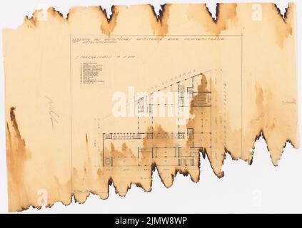 Punitzer Martin (1889-1949), Projekthotel-Hochhaus, Berlin-Charlottenburg (1930): Planinhalt N.N. entdeckt. Material/Technik N.N. aufgenommen, 65 x 91,5 cm (inklusive Scan-Kanten) Punitzer Martin (1889-1949): Projekt Hotelhochhaus, Berlin-Charlottenburg Stockfoto